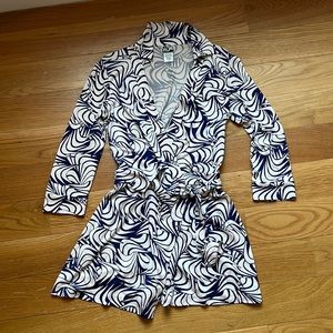 DVF Blue and White Kip Mini Romper